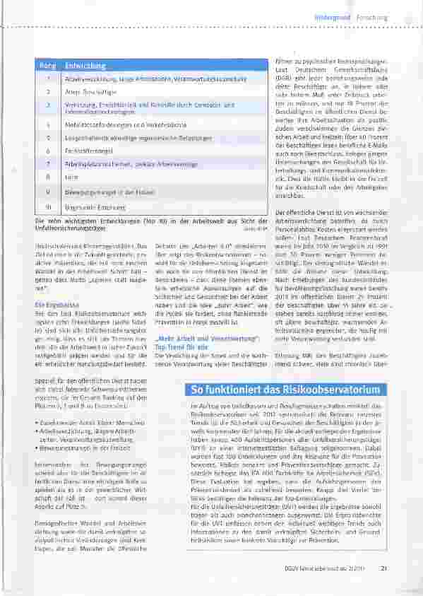 Vorschauseite 2: Prävention 4.0 mit dem Risikoobservatorium