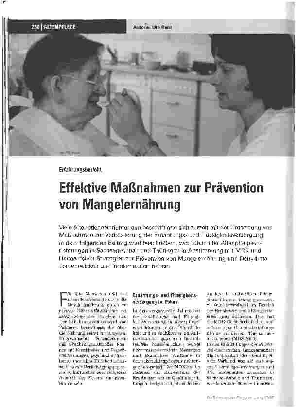 Vorschauseite 1: Effektive Maßnahmen zur Prävention von Mangelernährung