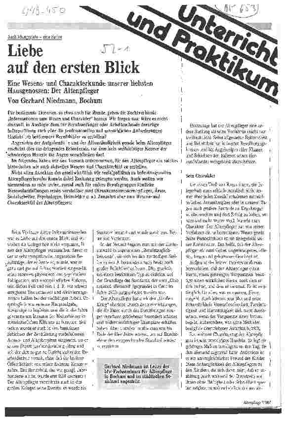 Vorschauseite 1: Liebe auf den ersten Blick / Eine Wesensund Charakterkunde unserer liebsten Hausgenossen: Der Altenpfleger