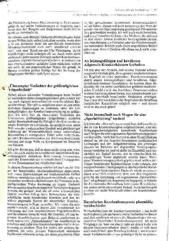 Vorschauseite 3: Position der Bayerischen Staatsregierung zum Krankenhaussektor
