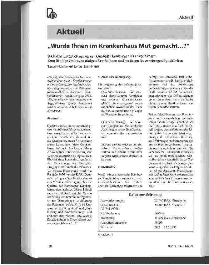 Vorschauseite 1: Wurde Ihnen im Krankenhaus Mut gemacht...?