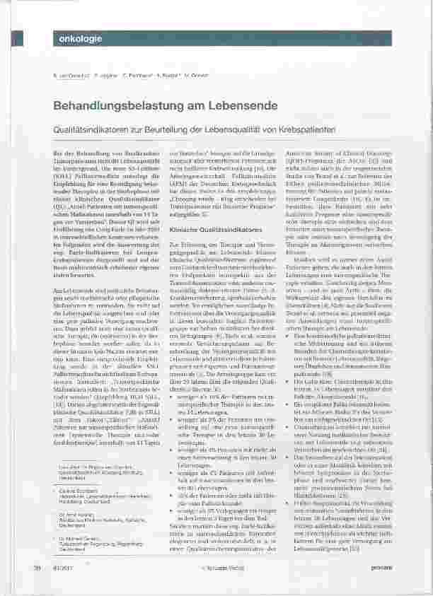 Vorschauseite 1: Behandlungsbelastung am Lebensende
