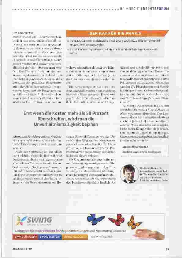 Vorschauseite 2: Heimplatzwahl: Was sind unverhältnismäßige Mehrkosten?