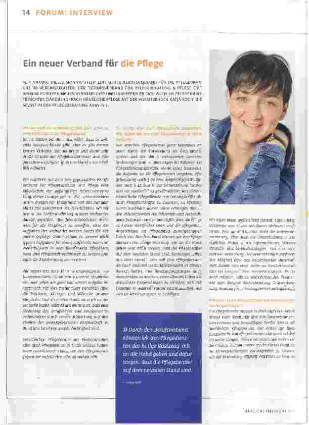 Vorschauseite 1: Ein neuer Verband für die Pflege