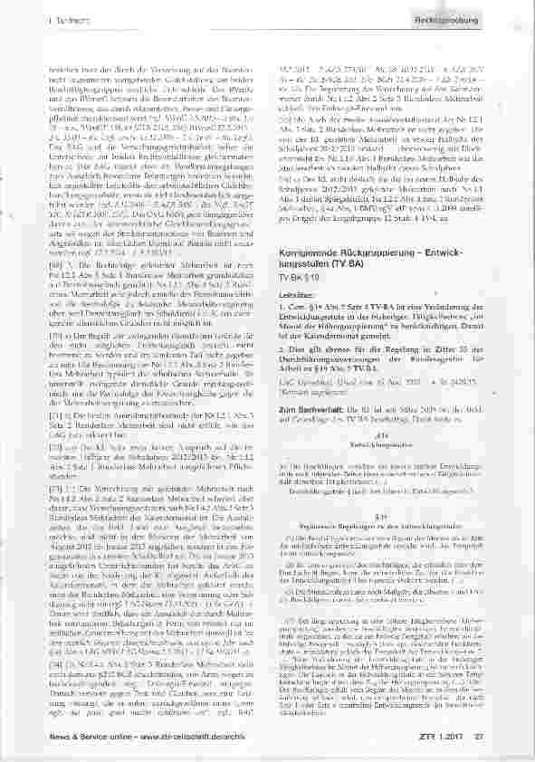 Vorschauseite 1: Korrigierende Rückgruppierung Entwicklungsstufen (TV BA)