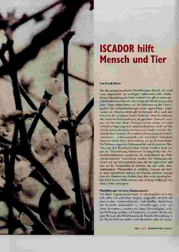 Vorschauseite 1: ISCADOR hilft Mensch und Tier