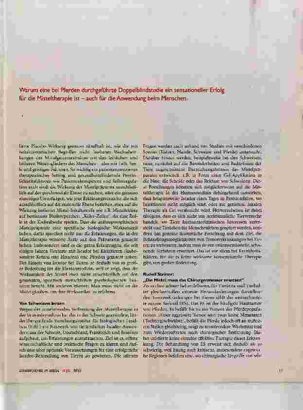 Vorschauseite 2: ISCADOR hilft Mensch und Tier