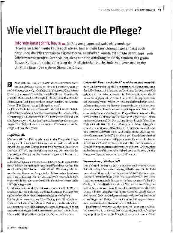 Vorschauseite 2: Wie viel IT braucht die Pflege?