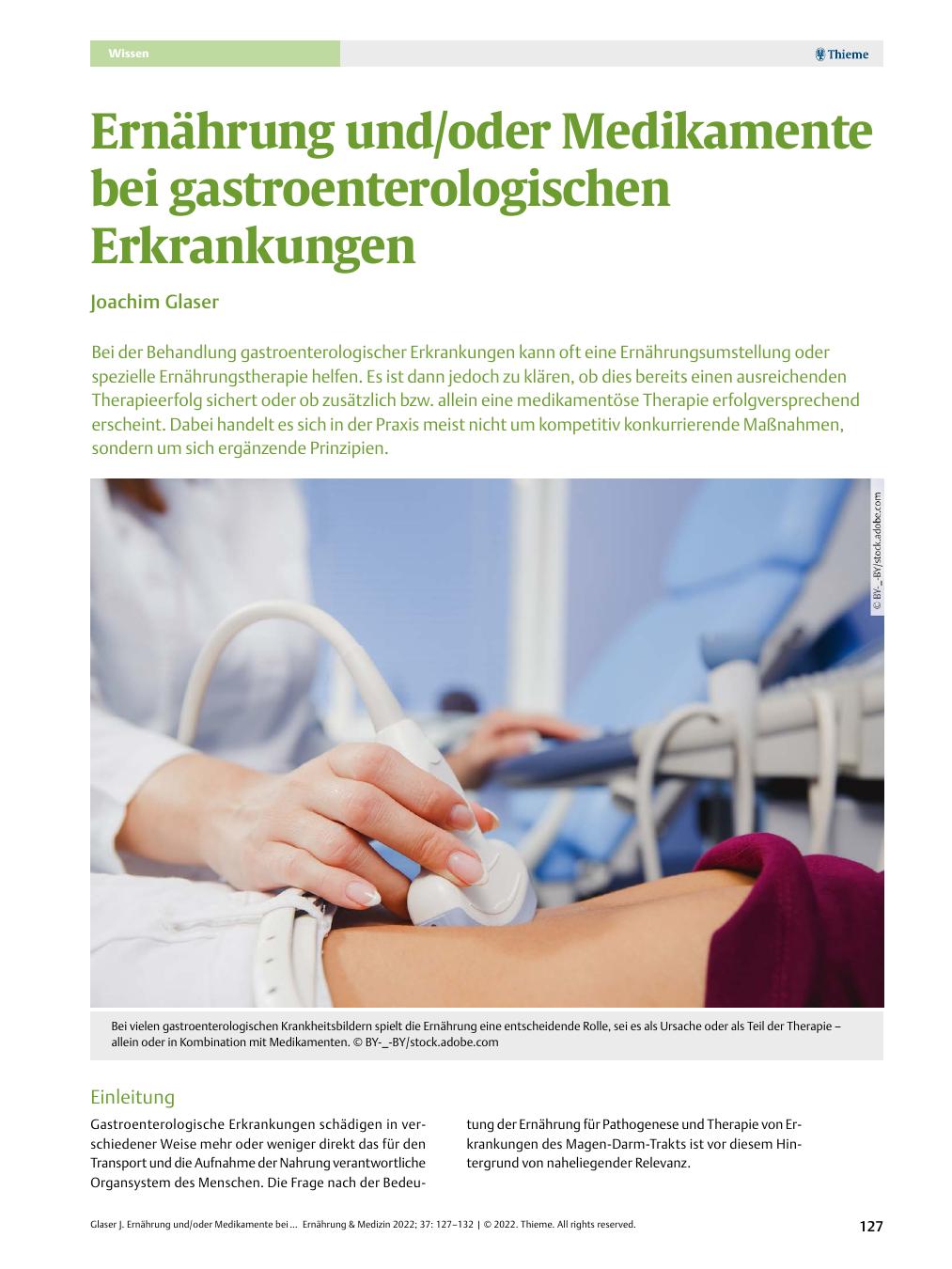 Vorschauseite 1: Ernährung und/oder Medikamente bei gastroenterologischen Erkrankungen