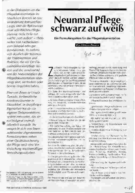Vorschauseite 1: Neunmal Pflege schwarz auf weiß Ein Formularsystem für die Pflegedokumentation
