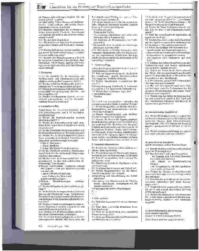 Vorschauseite 2: Checkliste für die Prüfung der Krankenhausapotheke