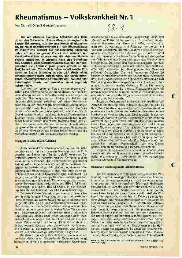 Vorschauseite 1: Rheumatismus - Volkskrankheit Nr. 1