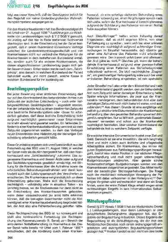 Vorschauseite 6: Reichweite und Grenzen der Eingriffsbefugnisse des Medizinischen Dienstes der Krankenkassen gemäß  275 ff. SGB V und  17a Absatz 2 KHG