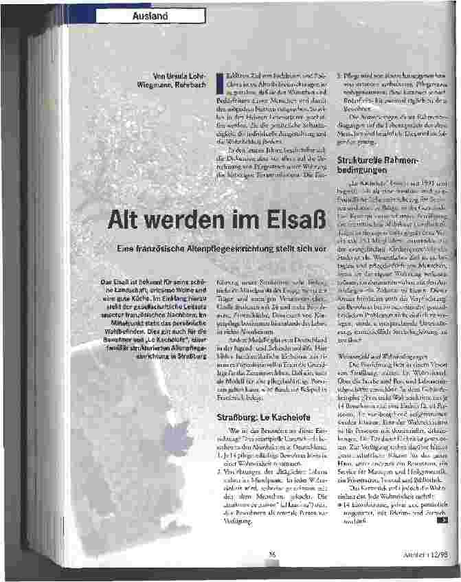 Vorschauseite 1: Alt werden im Elsaß Eine Französische Altenpflegeeinrichtung stellt sich vor