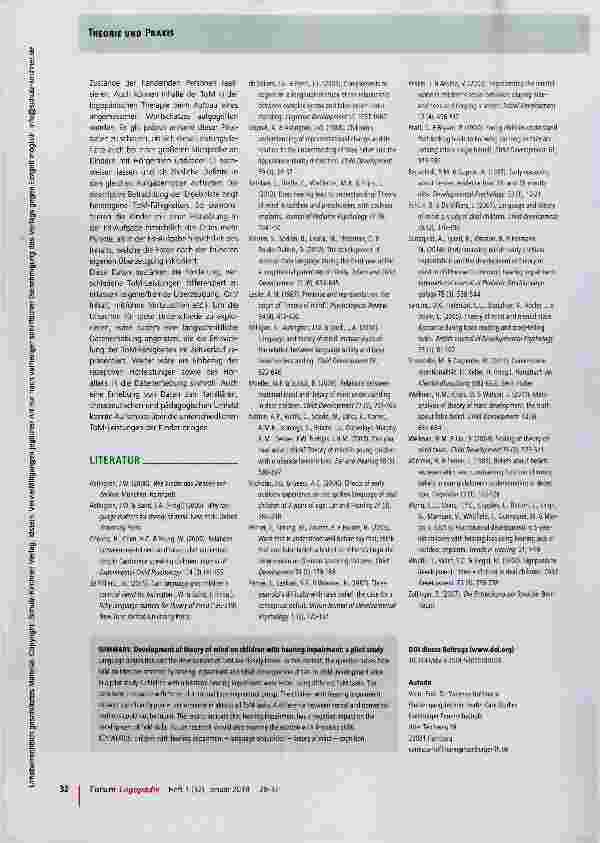 Vorschauseite 5: Entwicklung der Theory of Mind (ToM) bei hörgeschädigten Kindern