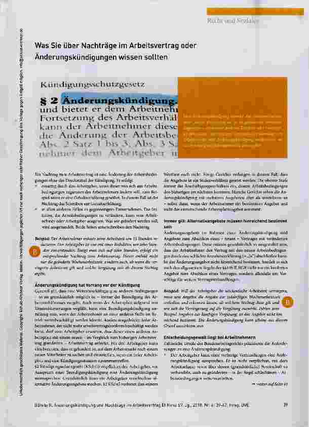 Vorschauseite 1: Was Sie über Nachträge im Arbeitsvertrag oder Änderungskündigungen wissen sollten