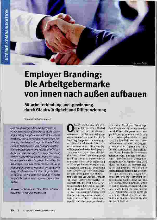 Vorschauseite 1: Employer Branding: Die Arbeitgebermarke von innen nach außen aufbauen