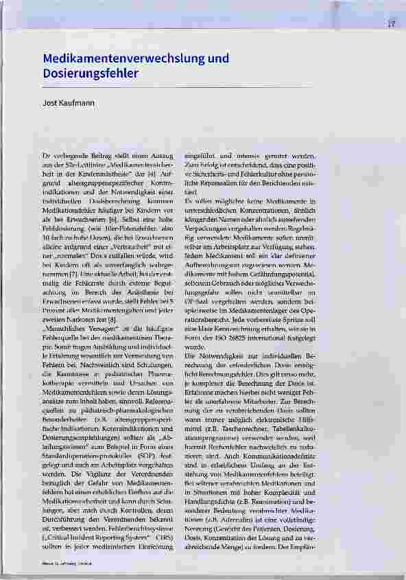 Vorschauseite 1: Medikamentenverwechslung und Dosierungsfehler