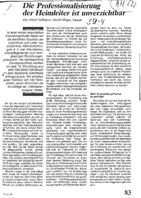 Vorschauseite 1: Die Professionalisierung der Heimleiter ist unverzichtbar