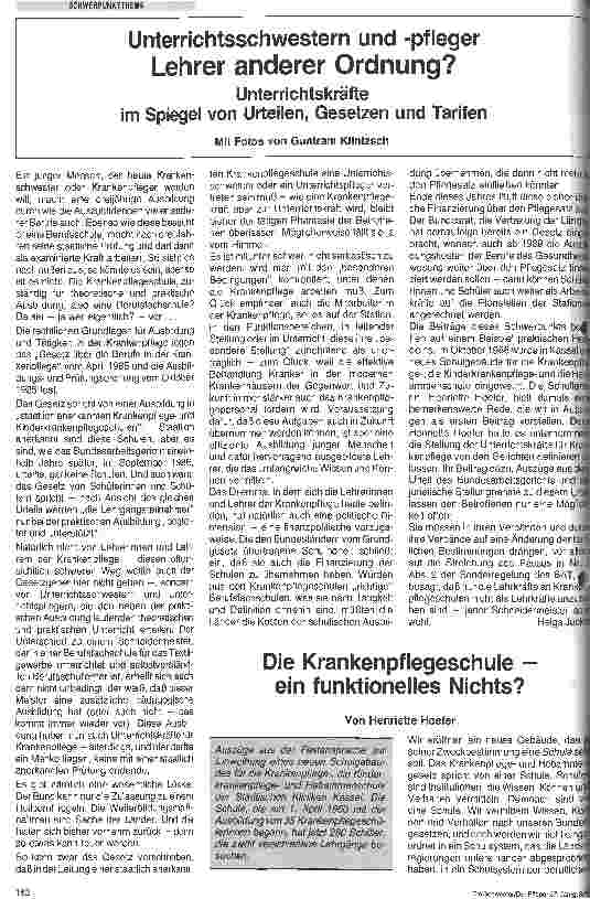 Vorschauseite 1: Die Krankenpflegeschuleein funktionelles Nichts?