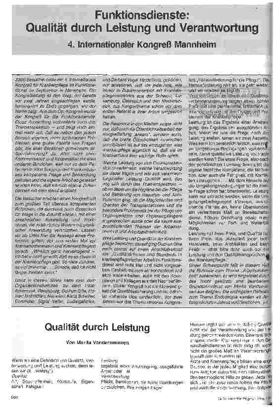 Vorschauseite 1: Funktionsdienste: Qualität durch Leistung und Verantwortung 4. Internationaler Kongreß Mannheim
