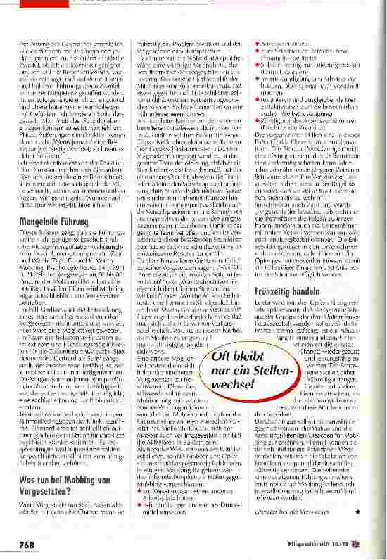 Vorschauseite 6: Mobbing ist ein Problem der Leitungskräfte Wenn der Arbeitsplatz zur Hölle wird