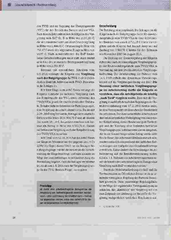 Vorschauseite 2: Entgangener Lohn aufgrund Nichtfortschreibung des BAT