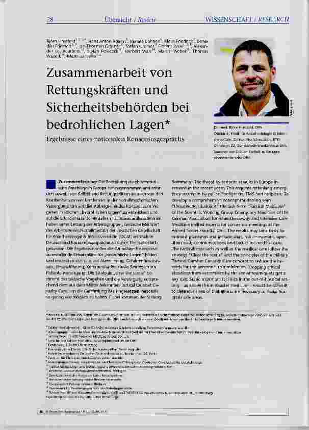 Vorschauseite 1: Zusammenarbeit von Rettungskräften und Sicherheitsbehörden bei bedrohlichen Lagen