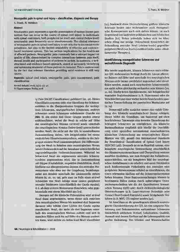 Vorschauseite 2: Neuropathische Schmerzen bei Querschnittlähmung - Klassifikation, Diagnostik und Therapie