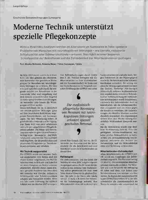 Vorschauseite 1: Moderne Technik unterstützt spezielle Pflegekonzepte