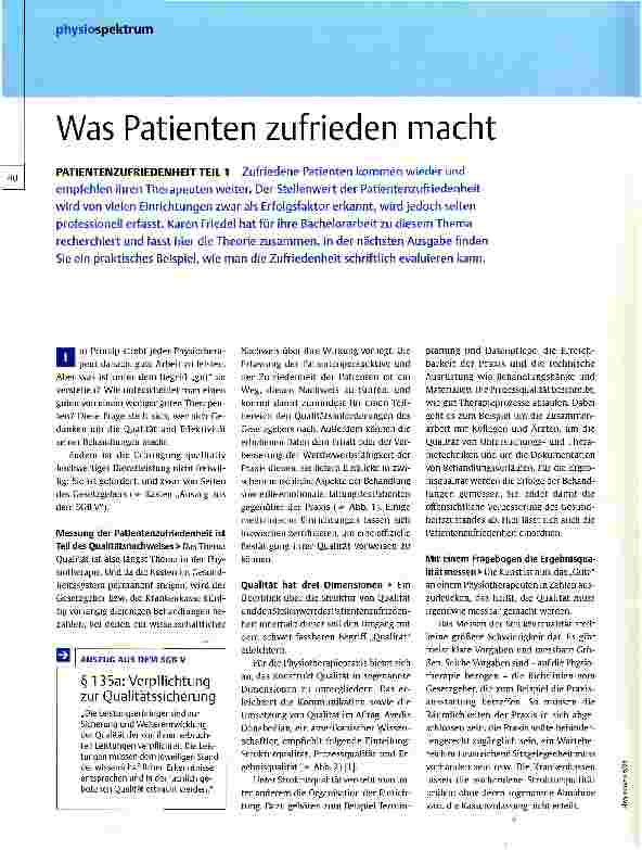 Vorschauseite 1: Was Patienten zufrieden macht