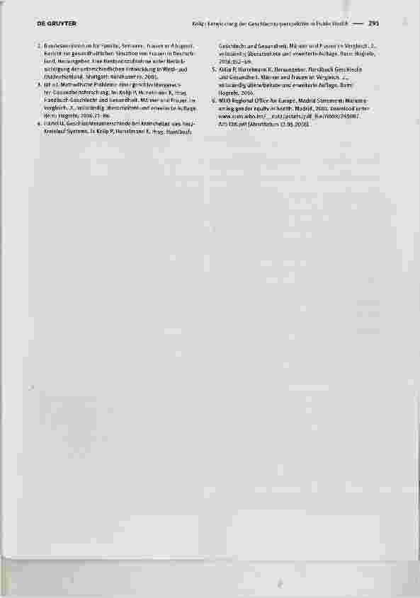 Vorschauseite 3: Entwicklung der Geschlechterperspektive in Public HealthGender perspectives in Public Health
