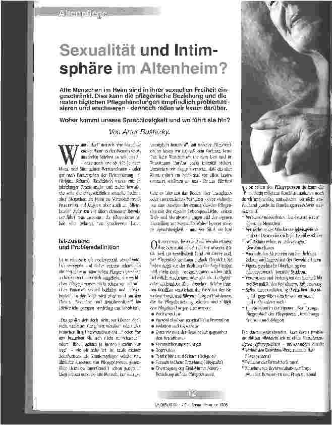 Vorschauseite 1: Sexualität und Intimsphäre im Altenheim?