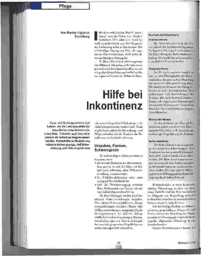 Vorschauseite 1: Hilfe bei Inkontinenz