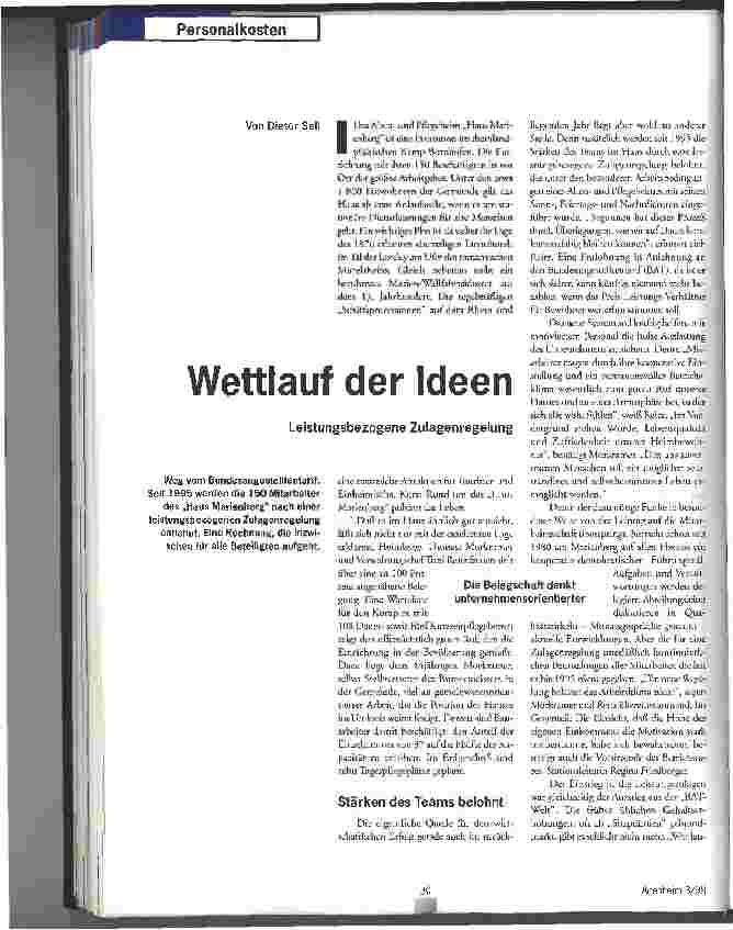 Vorschauseite 1: Wettlauf der Ideen Leistungsbezogene Zulagenregelung