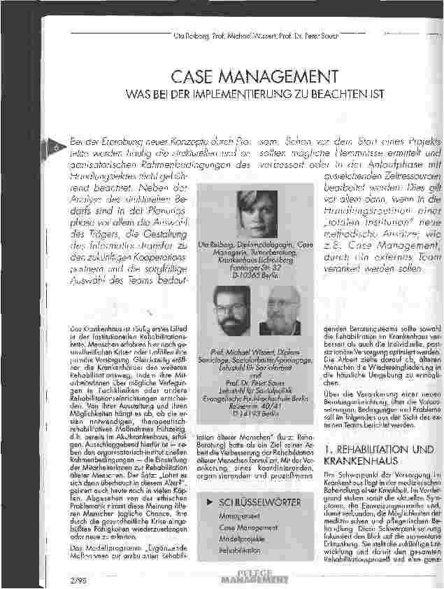 Vorschauseite 1: Case Management - Was bei der Implementierung zu beachten ist