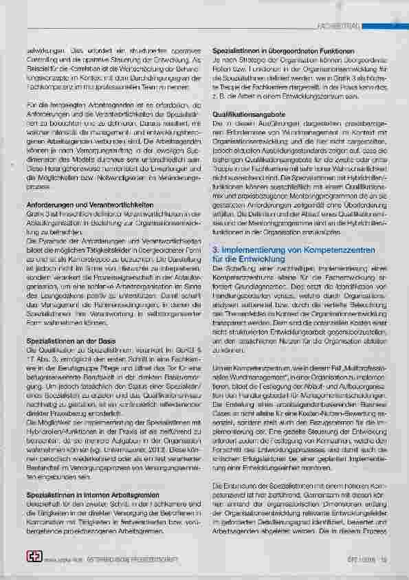 Vorschauseite 3: Spezialistinnen der Fachpflege Wundmanagement Grundlage für die Sicherstellung des Versorgungsbedarfes und dessen nachhaltige Entwicklung