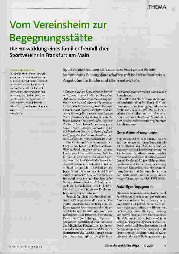 Vorschauseite 1: Vom Vereinsheim zur Begegnungsstätte