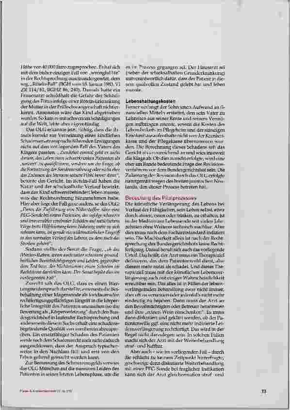 Vorschauseite 3: Lebensverlängerung kann schadensersatzpflichtig sein
