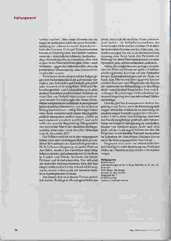 Vorschauseite 4: Lebensverlängerung kann schadensersatzpflichtig sein