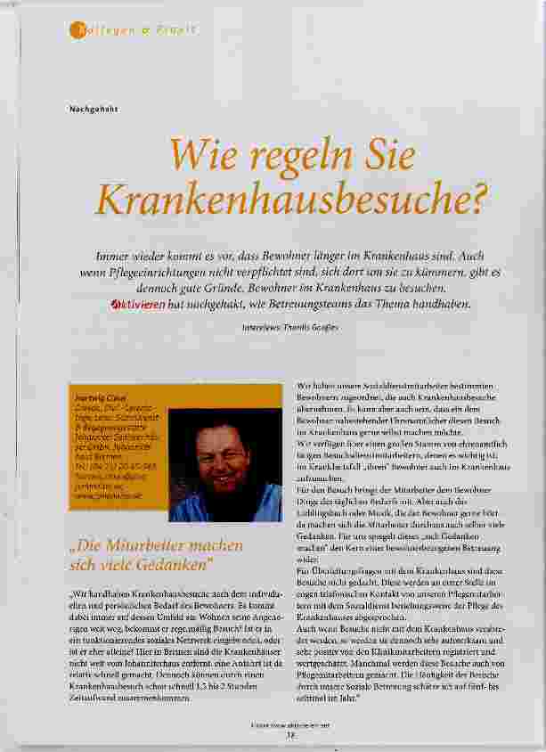 Vorschauseite 1: Wie regeln Sie Krankenhausbesuche?