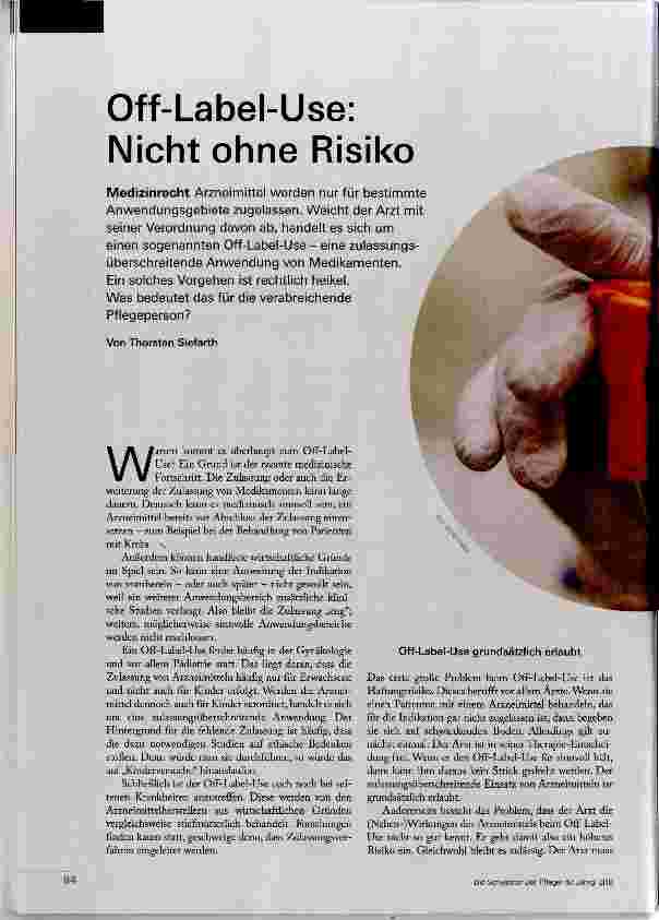 Vorschauseite 1: Off-Label-Use: Nicht ohne Risiko