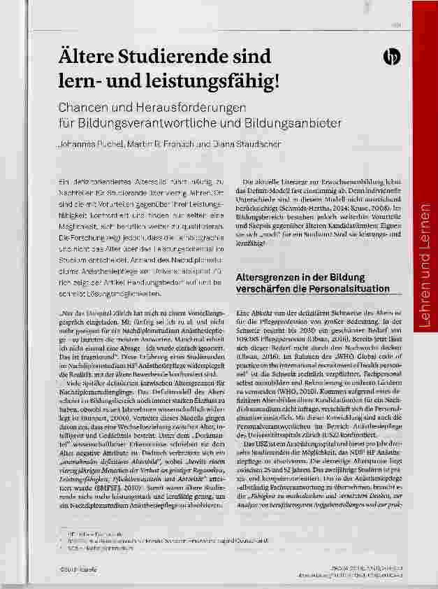 Vorschauseite 1: Ältere Studierende sind lernund leistungsfähig!