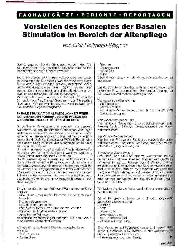 Vorschauseite 1: Vorstellen des Konzeptes der Basalen Stimulation im Bereich der Altenpflege