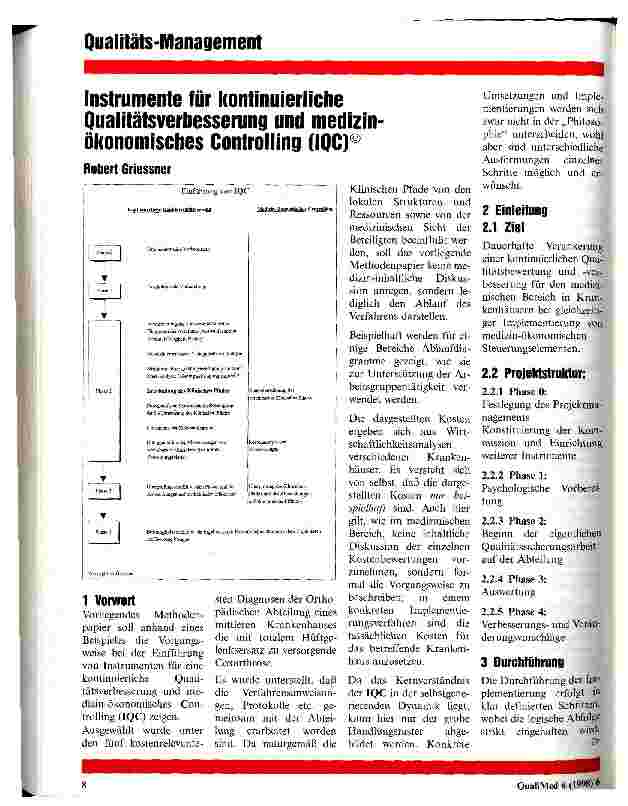 Vorschauseite 1: Instrumente für kontinuierliche Qualitätsverbesserung und medizin-ökonomisches Controlling (IQC)