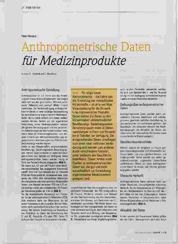 Vorschauseite 1: Anthropometrische Daten für Medizinprodukte