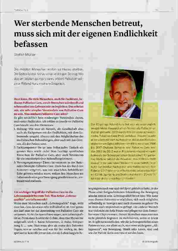 Vorschauseite 1: Wer sterbende Menschen betreut, muss sich mit der eigenen Endlichkeit befassen