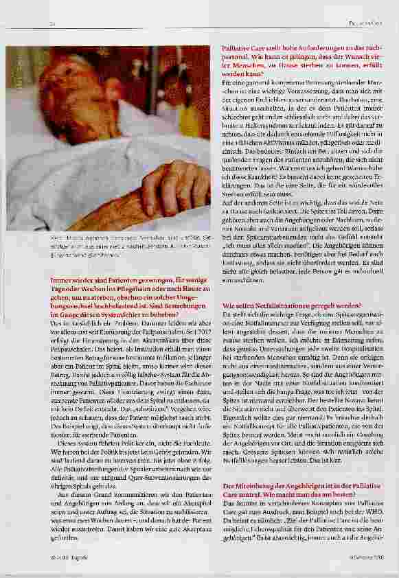 Vorschauseite 2: Wer sterbende Menschen betreut, muss sich mit der eigenen Endlichkeit befassen