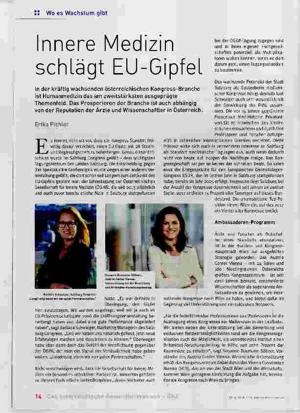 Vorschauseite 1: Innere Medizin schlägt EU-Gipfel