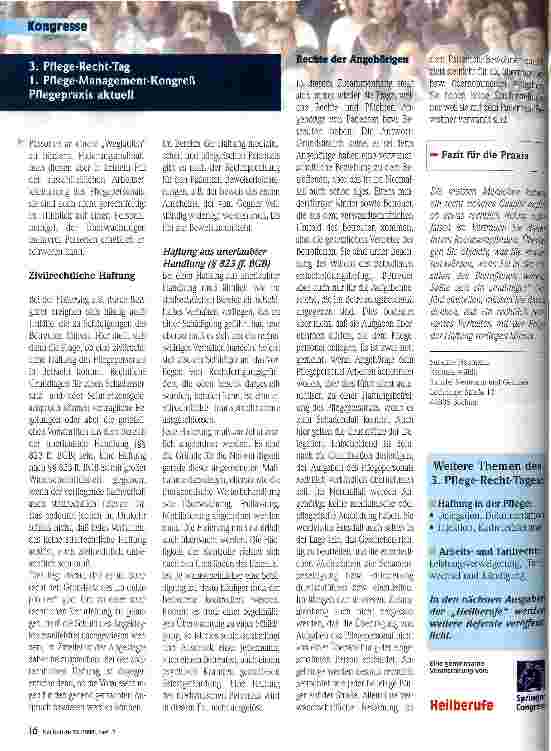 Vorschauseite 3: Pflege 98 - Die Zukunft gestalten 3. Pflege-Recht-Tag